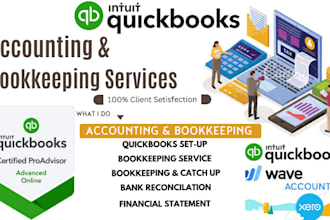 do quickbooks online bookkeeping, setup error fixing, reconciliation, accountant