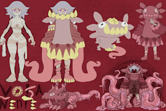 desing a character reference sheet for your oc, pngtuber, dnd chatacter,etc