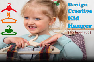 design a creative kids dress hangers for laser cutting