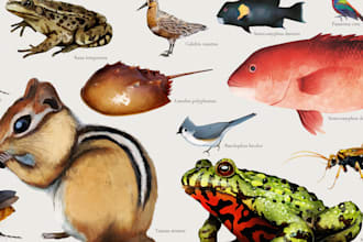 draw scientific animals, plants, medical or encyclopedia book illustrations