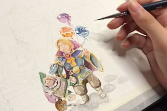 create a watercolor inspired by the dota 2 universe