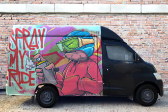 design graffiti  murals wall arts and car warp
