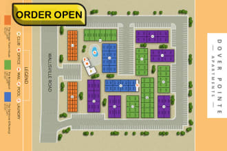 draw and render architectural site plan, rv park, property map