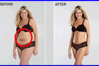 excellent photo retouching, reduce stomach, arm fat, chin, face and body slim