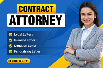 write legal letters, demand letter, donation letter and letter of intent