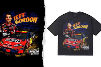 design vintage nascar t shirts in 24hrs