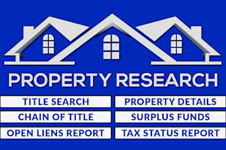 do title search, property search, chain of title for  real estate property US
