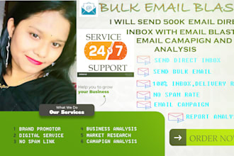 send 500k bulk email blast, email campaign to high rates