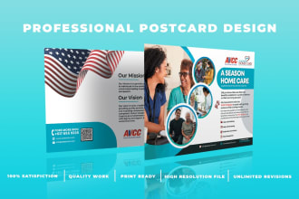 design professional homecare, healthcare, medical, real estate postcard or eddm