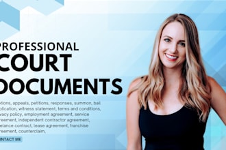 draft court documents, terms and conditions, demand letter, motions, petitions