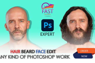 add remove edit hair, beard, face swap photoshop