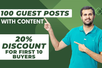 publish bulk dofollow guest posts on da 40 to da 90 sites with content