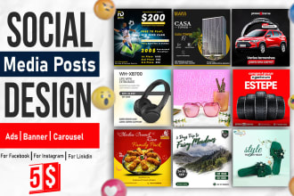 create social media post designs, facebook instagram linkedin carousel ad
