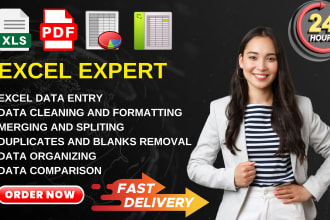 clean, format, merge, split, organize, remove duplicate excel or csv data