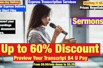 transcribe your sermon and biblical presentation same day