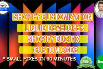 do shopify custom coding bug fix customization as shopify liquid developer