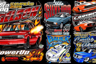 illustrate automotive racing tshirt design