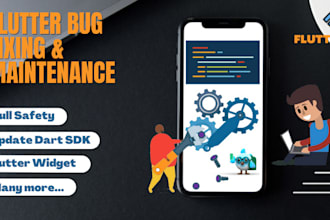 do bug fixing, maintenance, support for null safety, modify flutter application
