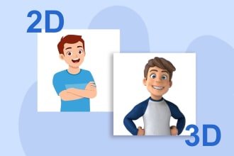 convert 2d image or photoshop, rendering to 3d illustration blender satisfaction