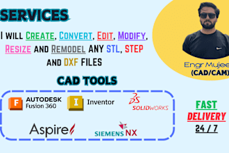 edit, modify, scale and remodel step stl dxf file