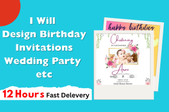 create kids birthday invitation, wedding invitation, greeting card etc