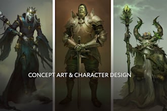 create character concept art or game art in fantasy style