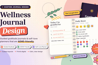 design wellness journal redesign guided gratitude journal adhd self love planner