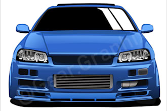 create side and front view illustration of your car