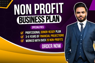 create nonprofit business plans for grant approvals, charity, schools etc