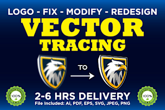 fix, redraw, modify or convert logo image to vector tracing, sketch to vector