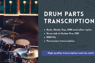 transcribe drum parts as guitar pro tabs and midi