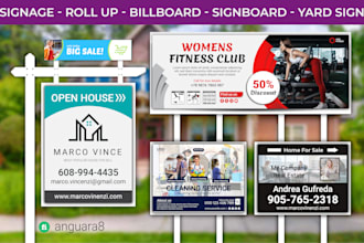 design yard sign, lawn sign, billboard, signboard, signage and real estate sign