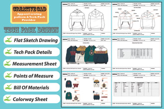 creat clothing tech packs and apparels design