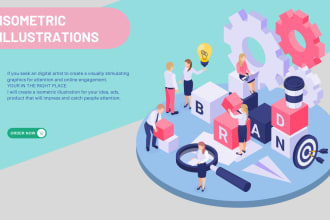 create isometric vector illustration for social media, website, app