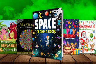 design KDP coloring books, activity books, and cover designs for kids and adults