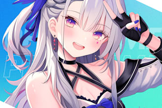 draw anime art illustration, pfp, vtuber, fanart or original character