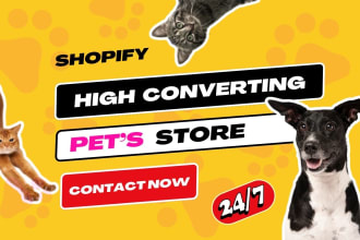 build unique dog cat animal pet shopify store design and developer