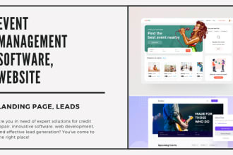 develop event management rentals, booking, ticketing website webapp UI UX, leads