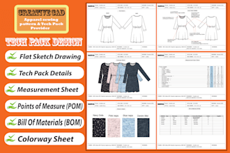 create clothing tech pack for fashion design