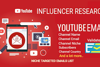 provide niche and country based emails for youtube channels