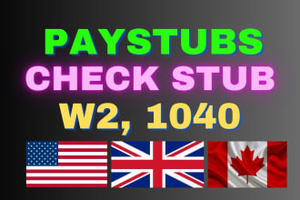 do perfect paystub, check stub, w2, 1099,  1040