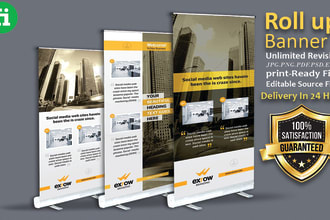 design creative and outstanding roll up banner in 24 hours
