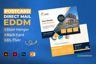 design promotional postcard, rack card, door hanger, mailer, eddm, direct mail