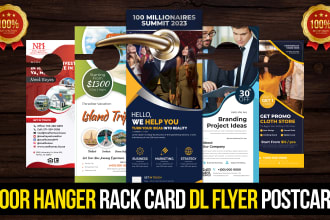 design door hangers, rack card, postcard for cleaning, solar, lawn care, roofing