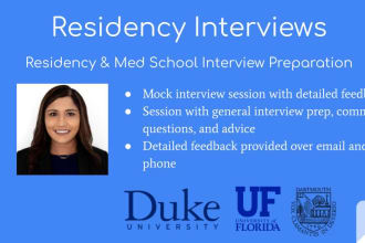 conduct residency mock interview and interview prep