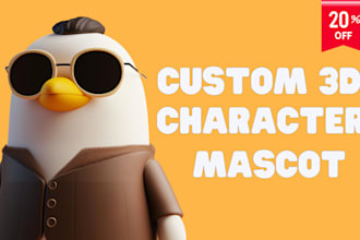 design 3d cute cartoon style characters modeling for mascot, animation, and game