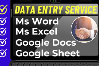do fast data entry, manual typing, google docs and sheet job