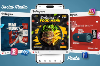 design restaurant local business facebook instagram social media post in 12 hour
