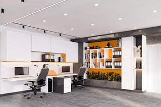 design realistic office interior design and rendering