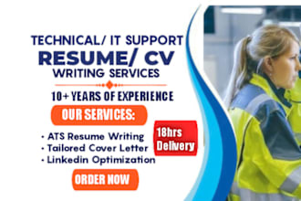 write ats technical resume, project manager, it support, system administrator CV